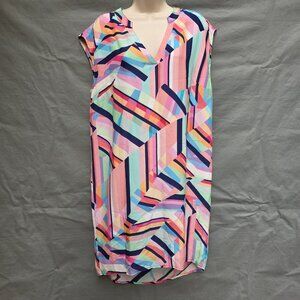 Tori Richard Size 10 Geometric 100% Silk Dress Discoteca Alexia